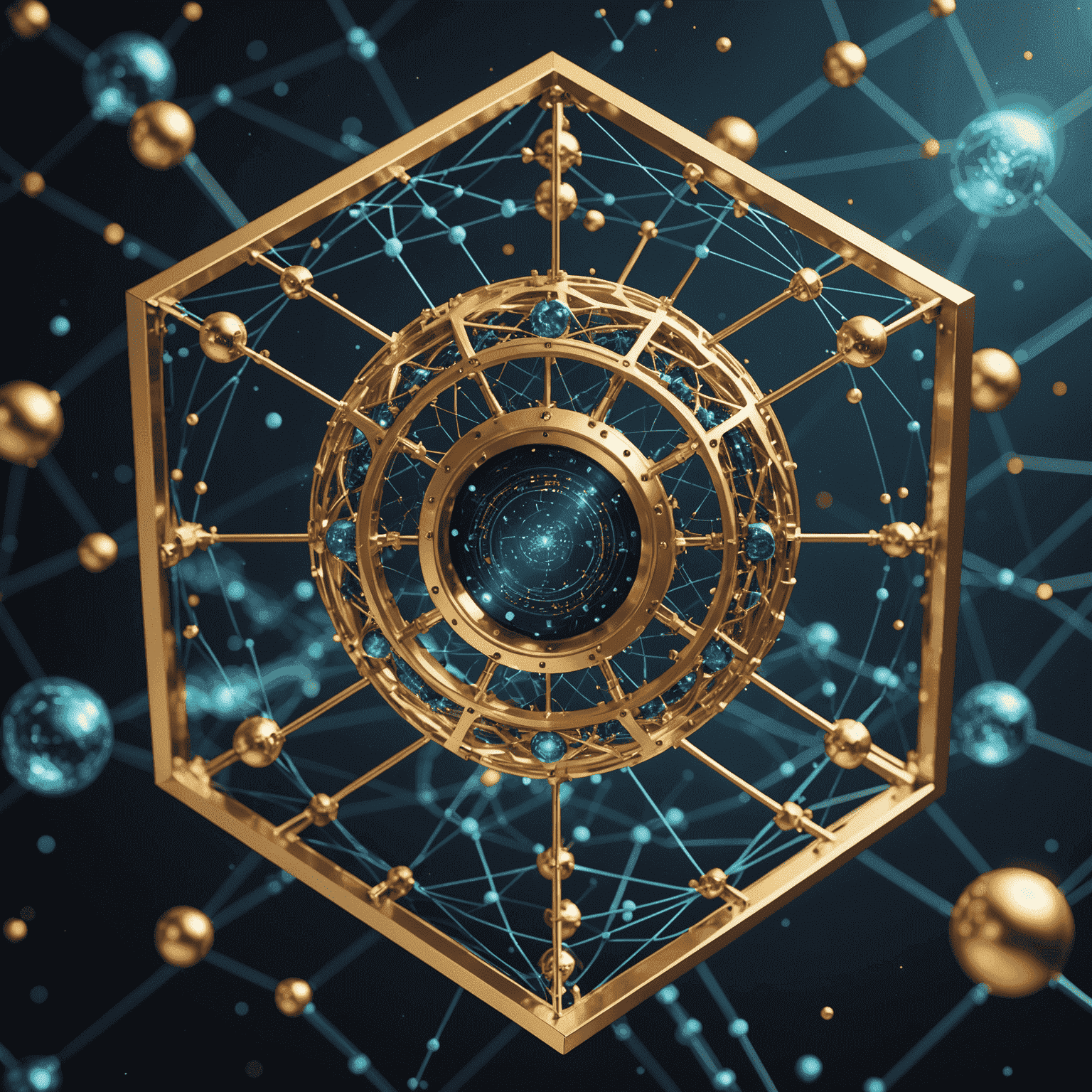 A visual representation of quantum computing, showing interconnected qubits and complex mathematical equations floating in a futuristic, digital space.